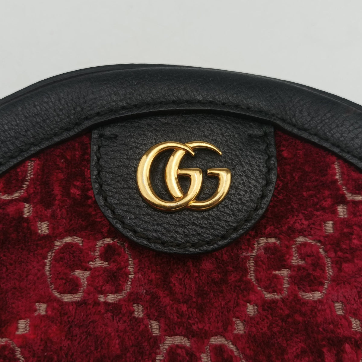 Pre-owned Gucci Ophidia Red×black velour×Leather 574978 shoulderbag | stylenewstar