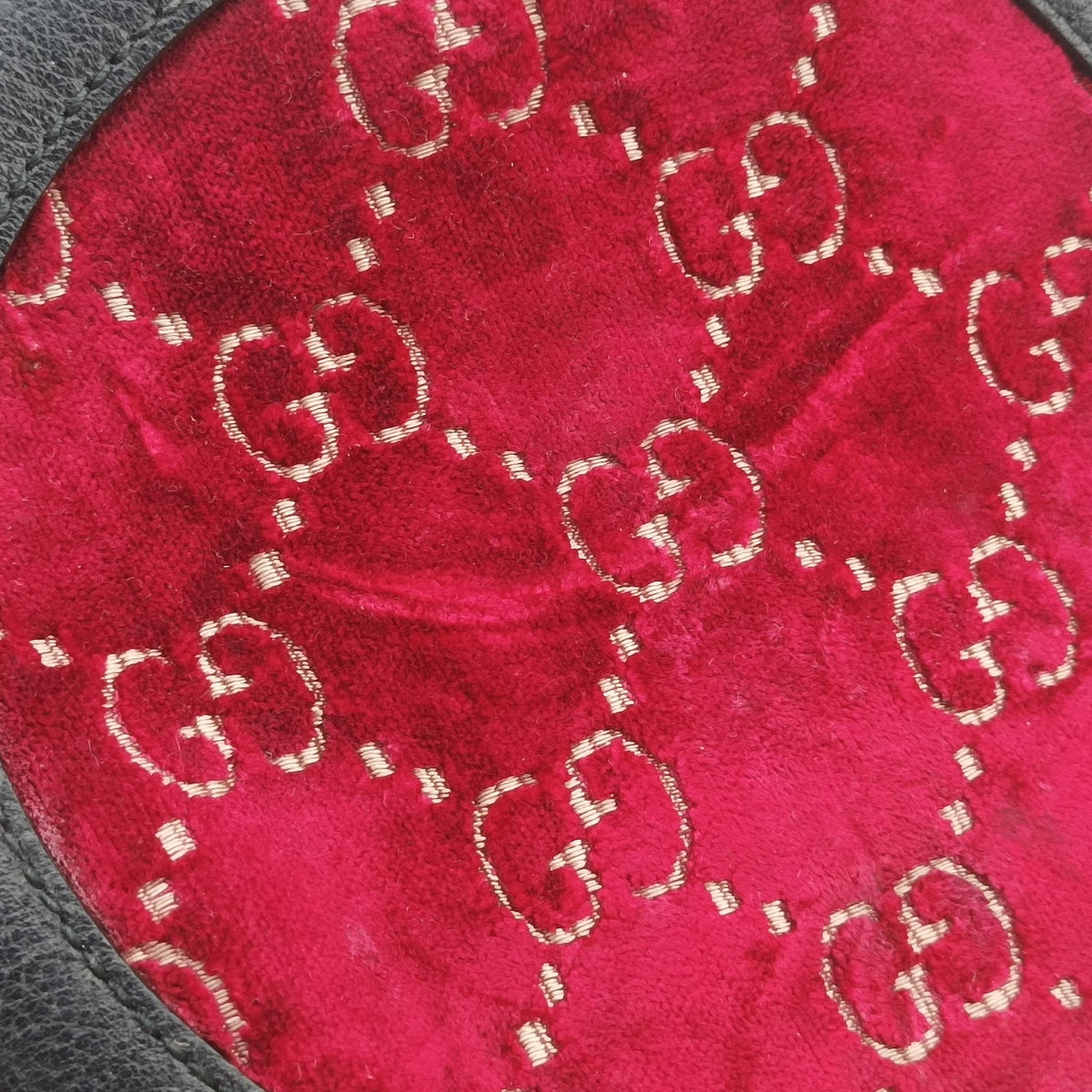 Pre-owned Gucci Ophidia Red×black velour×Leather 574978 shoulderbag | stylenewstar