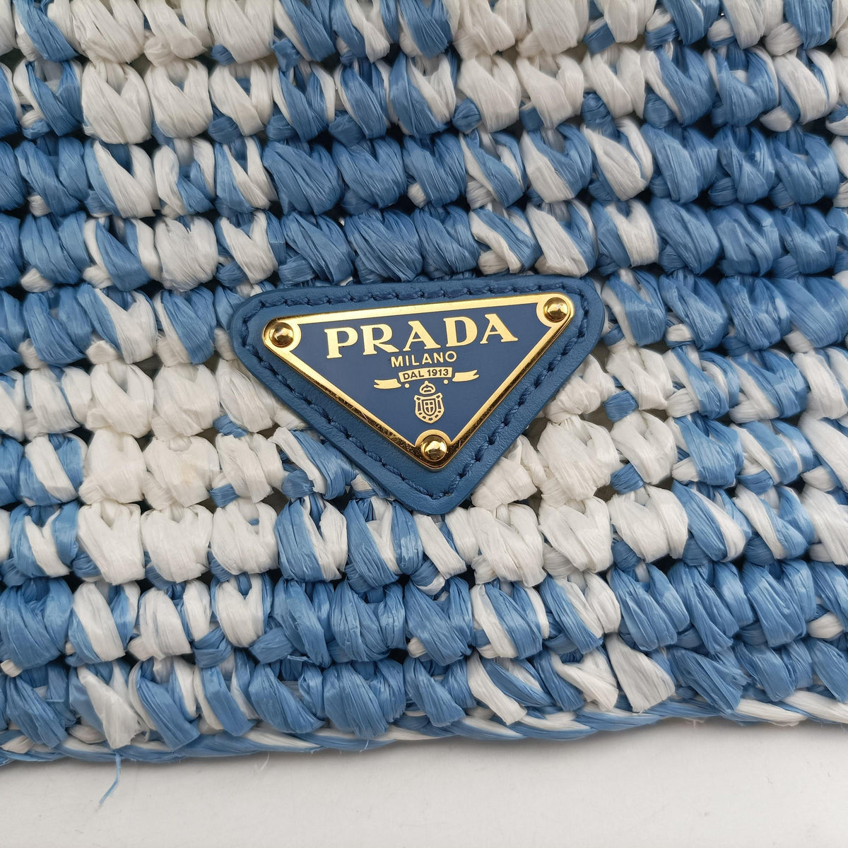 Pre-owned Prada Effect Crochet Blue Raffia  shoulderbag | stylenewstar