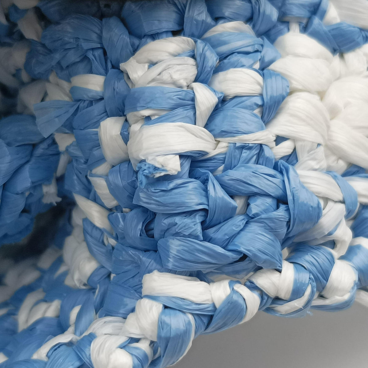 Pre-owned Prada Effect Crochet Blue Raffia  shoulderbag | stylenewstar