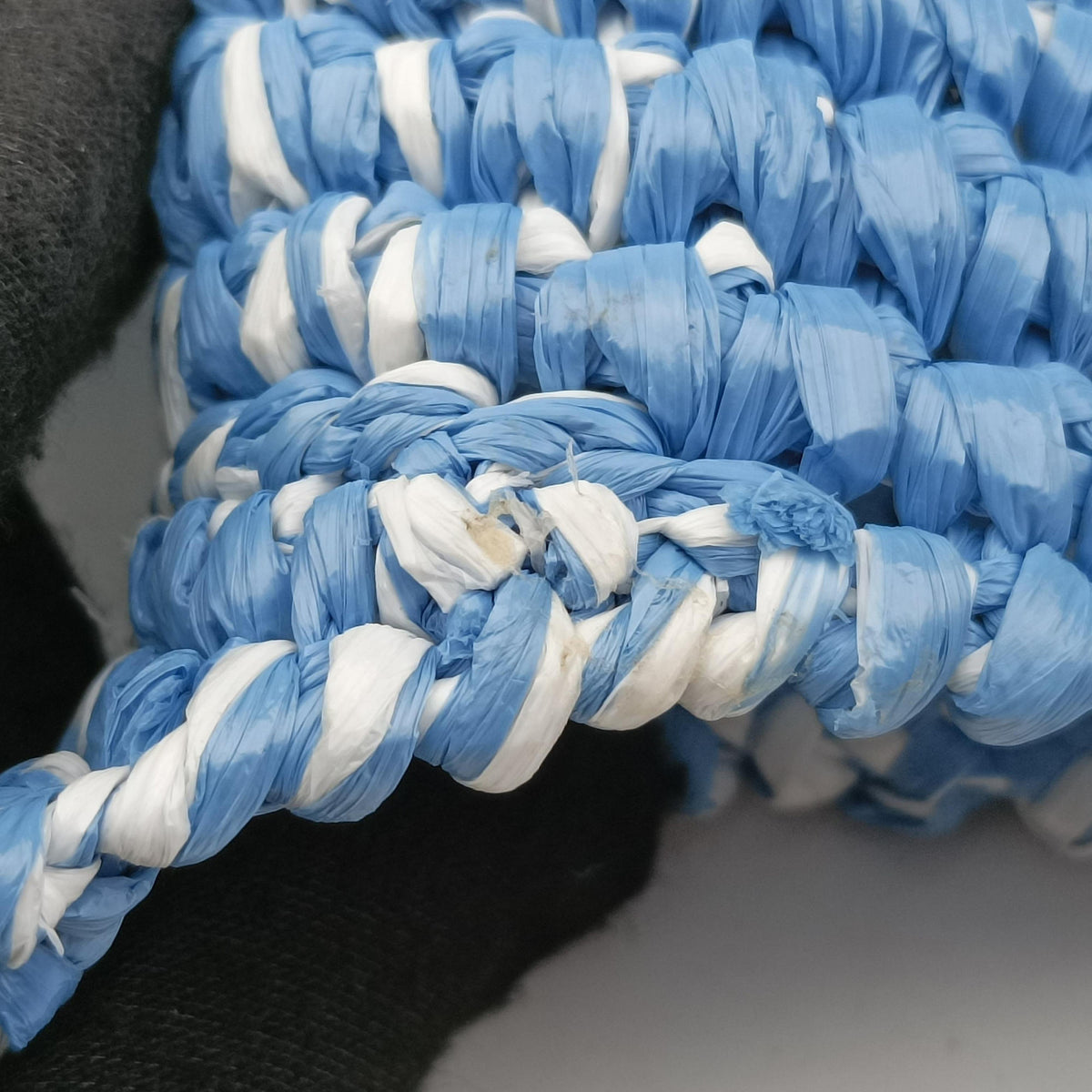 Pre-owned Prada Effect Crochet Blue Raffia  shoulderbag | stylenewstar