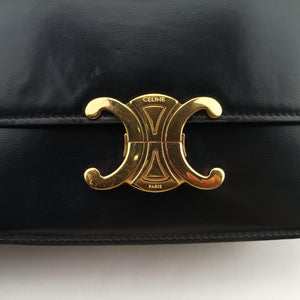 Pre-owned Celine Triomphe Black Leather  shoulderbag | stylenewstar