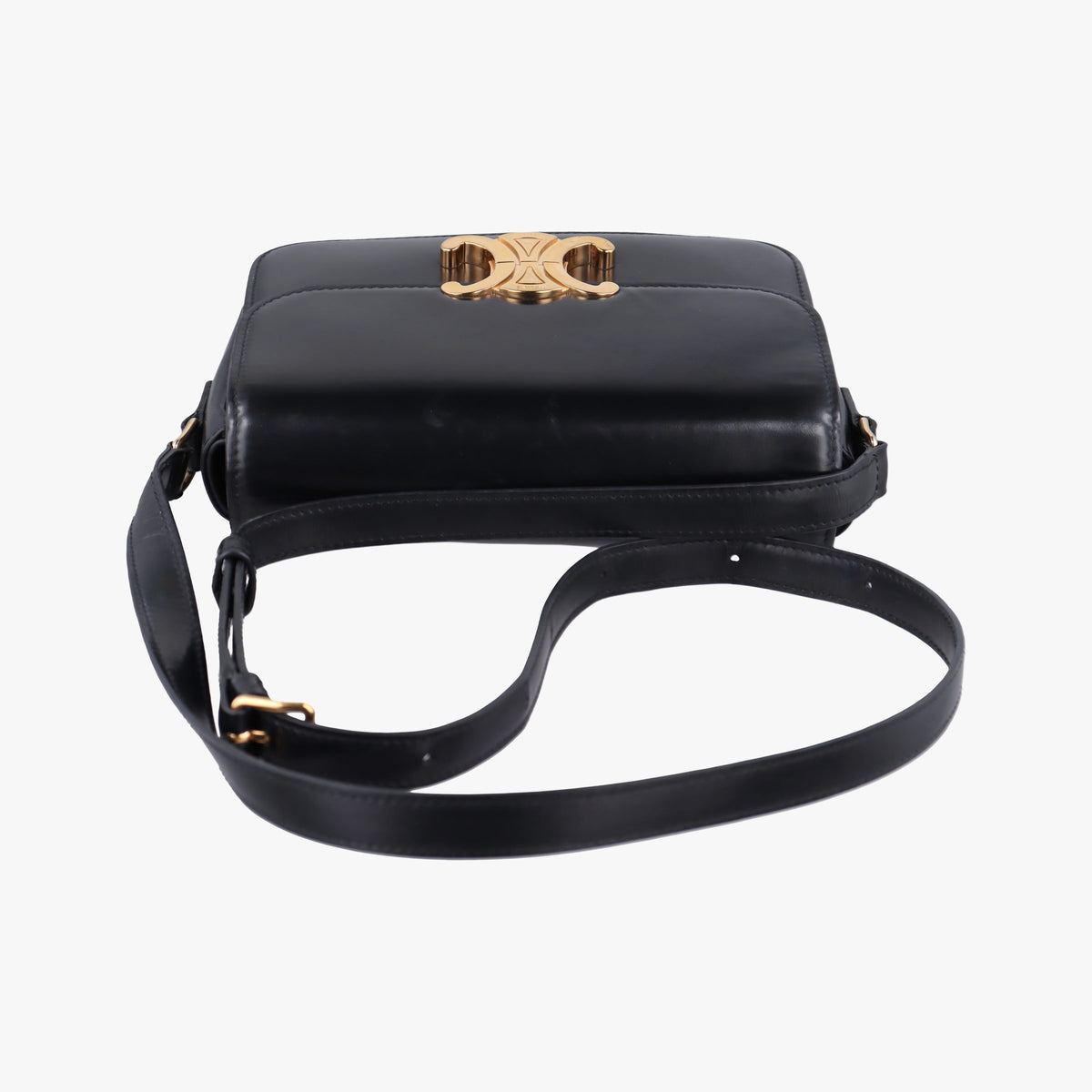 Pre-owned Celine Triomphe Black Leather  shoulderbag | stylenewstar
