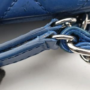 Pre-owned Chanel Mademoiselle Bowling Blue Patent A50556 shoulderbag | stylenewstar