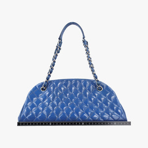 Pre-owned Chanel Mademoiselle Bowling Blue Patent A50556 shoulderbag | stylenewstar