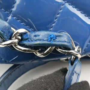 Pre-owned Chanel Mademoiselle Bowling Blue Patent A50556 shoulderbag | stylenewstar