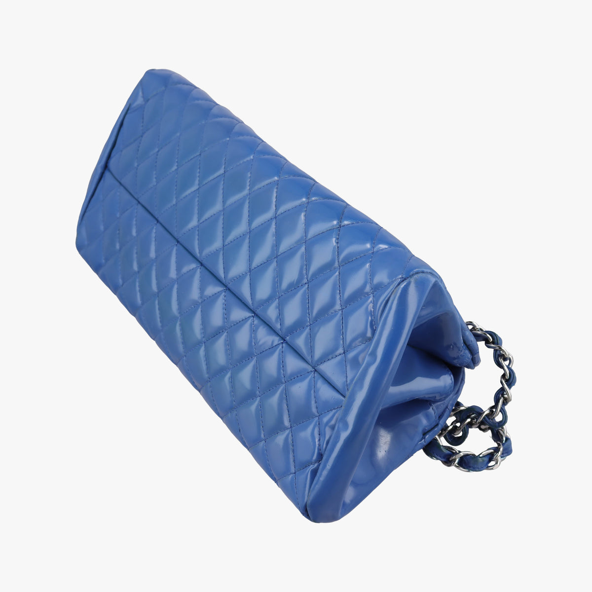 Pre-owned Chanel Mademoiselle Bowling Blue Patent A50556 shoulderbag | stylenewstar