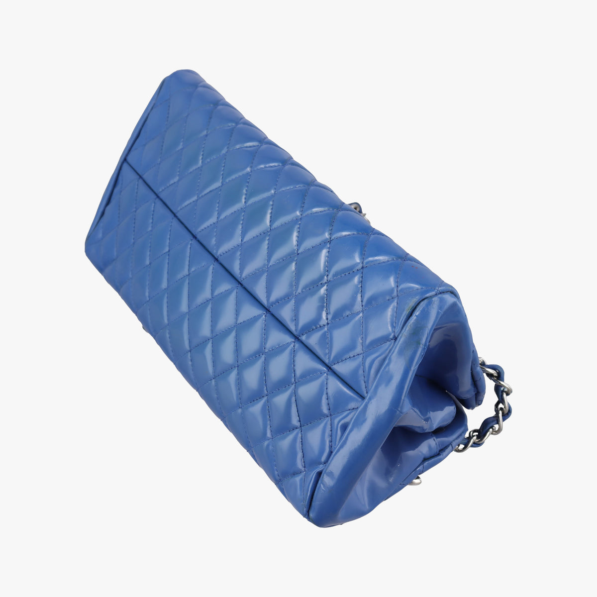 Pre-owned Chanel Mademoiselle Bowling Blue Patent A50556 shoulderbag | stylenewstar