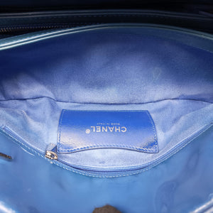 Pre-owned Chanel Mademoiselle Bowling Blue Patent A50556 shoulderbag | stylenewstar