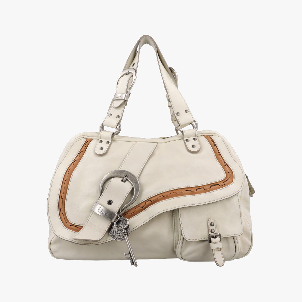 Secondhand Christian Dior Gaucho White Leather  handbag | stylenewstar