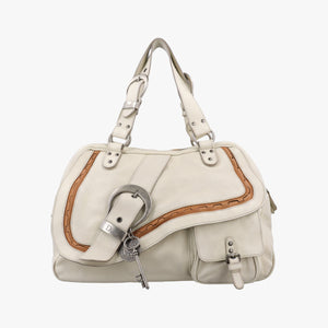 Secondhand Christian Dior Gaucho White Leather  handbag | stylenewstar