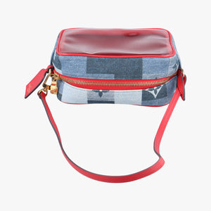 Pre-owned Louis Vuitton Beach Pouch Blue x ROUGE Monogram Denim M67601 shoulderbag | stylenewstar