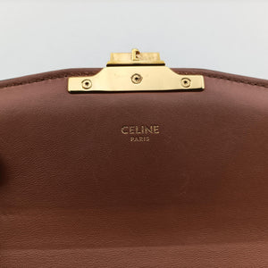 Pre-owned Celine Teen Triomphe White×brown PVC coated canvas  shoulderbag | stylenewstar