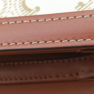 Pre-owned Celine Teen Triomphe White×brown PVC coated canvas  shoulderbag | stylenewstar