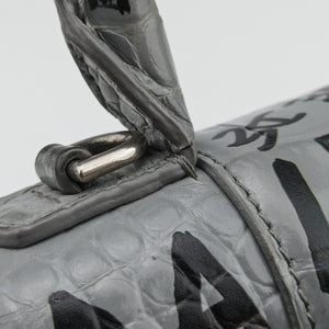 Pre-owned Balenciaga Hourglass Graffiti Gray×Black Leather  shoulderbag | stylenewstar