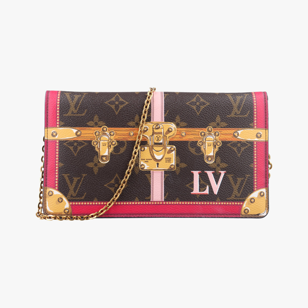 Pre-owned Louis Vuitton Pochette Weekend brown×Fuchsia Pink Monogram Canvas M62456 shoulderbag | stylenewstar