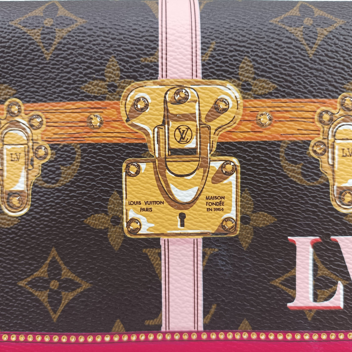 Pre-owned Louis Vuitton Pochette Weekend brown×Fuchsia Pink Monogram Canvas M62456 shoulderbag | stylenewstar
