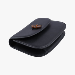 Pre-owned Gucci Bamboo 1947 Black Leather 867160 shoulderbag | stylenewstar