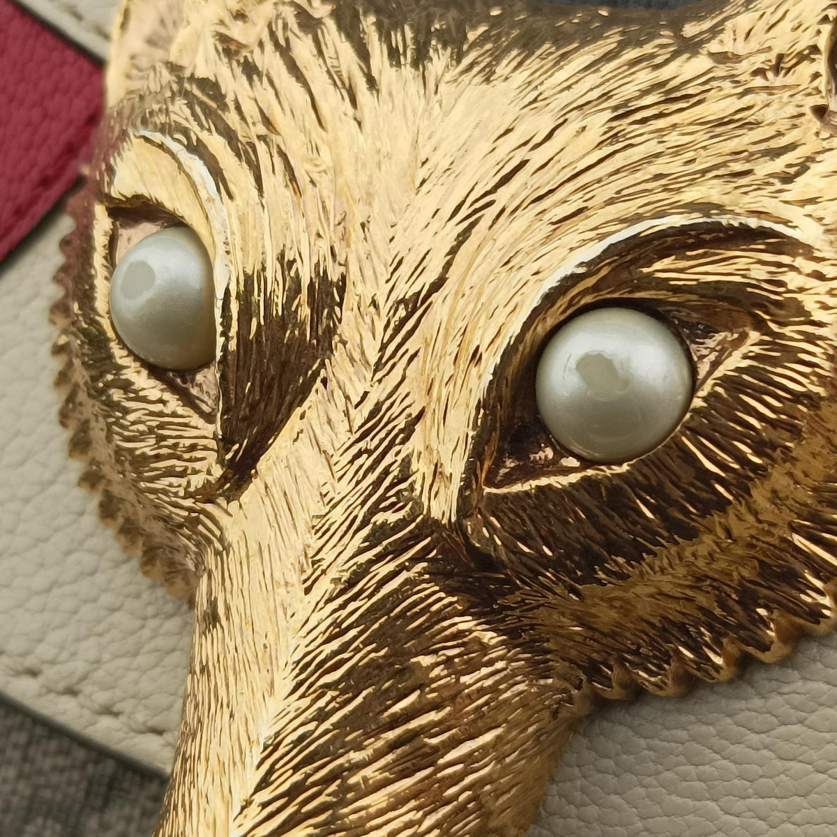 Secondhand Gucci Fox Brooch Bamboo Beige×Multicolour PVC coated canvas×Leather 466428 shoulderbag | stylenewstar