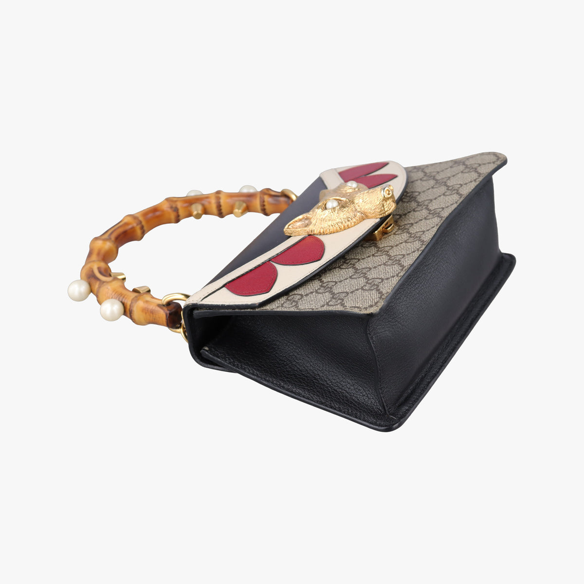 Secondhand Gucci Fox Brooch Bamboo Beige×Multicolour PVC coated canvas×Leather 466428 shoulderbag | stylenewstar