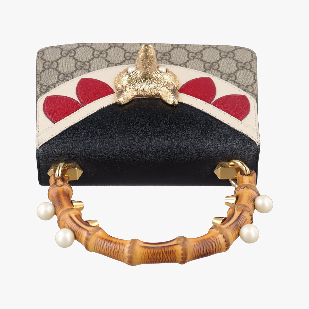 Secondhand Gucci Fox Brooch Bamboo Beige×Multicolour PVC coated canvas×Leather 466428 shoulderbag | stylenewstar