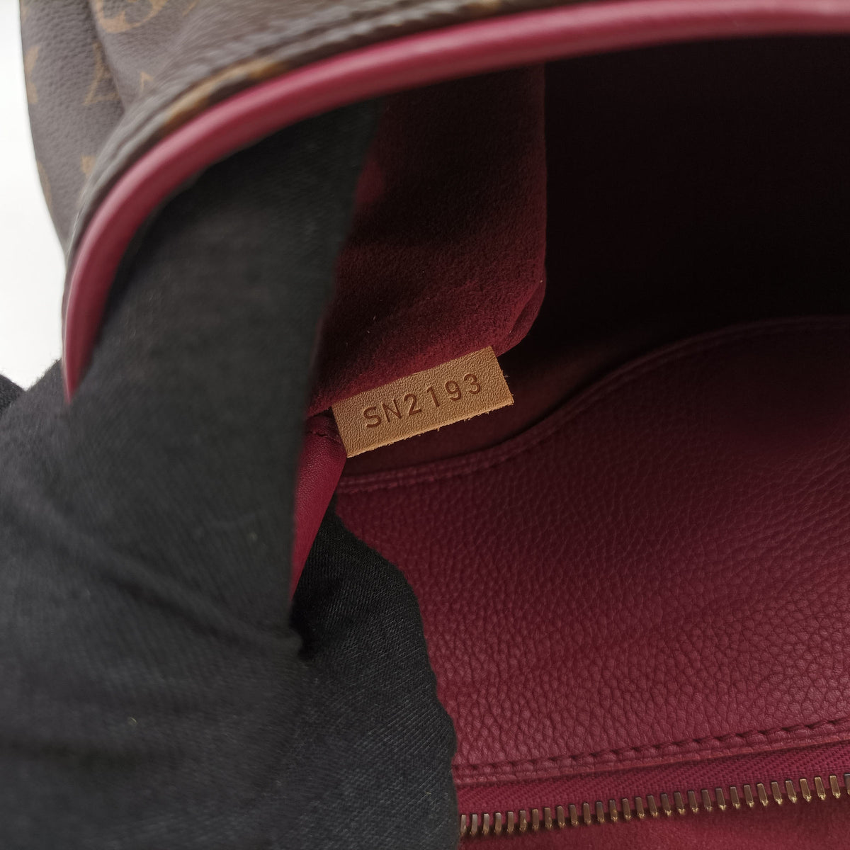 Secondhand Louis Vuitton PALLAS brown×Bordeaux Monogram Canvas×calf leather M40906 shoulderbag | stylenewstar
