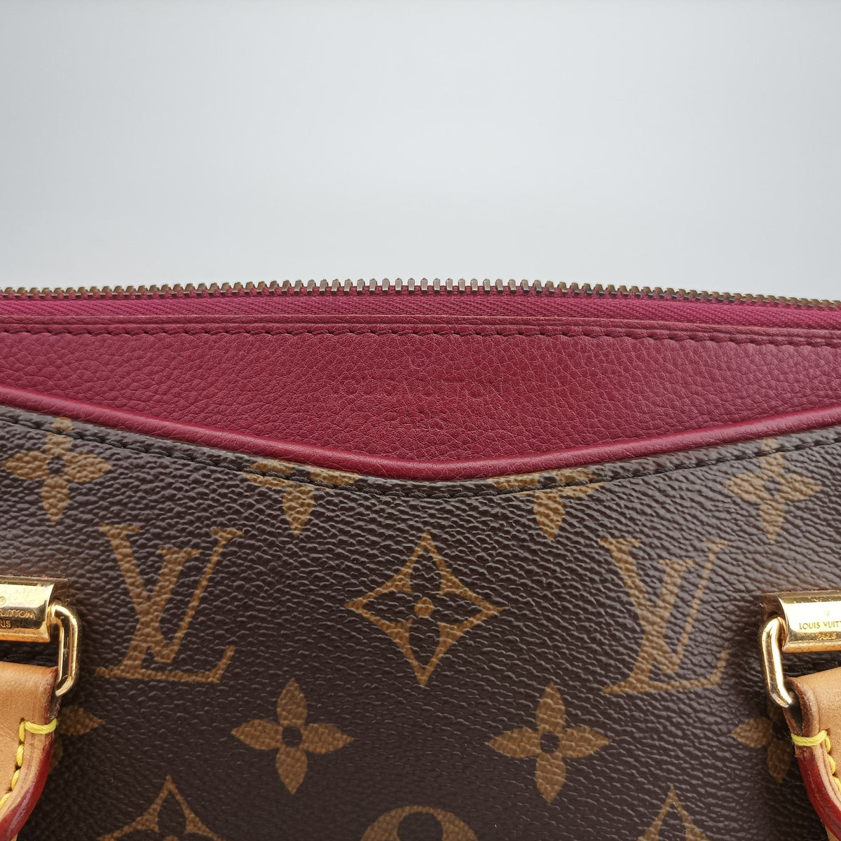 Secondhand Louis Vuitton PALLAS brown×Bordeaux Monogram Canvas×calf leather M40906 shoulderbag | stylenewstar