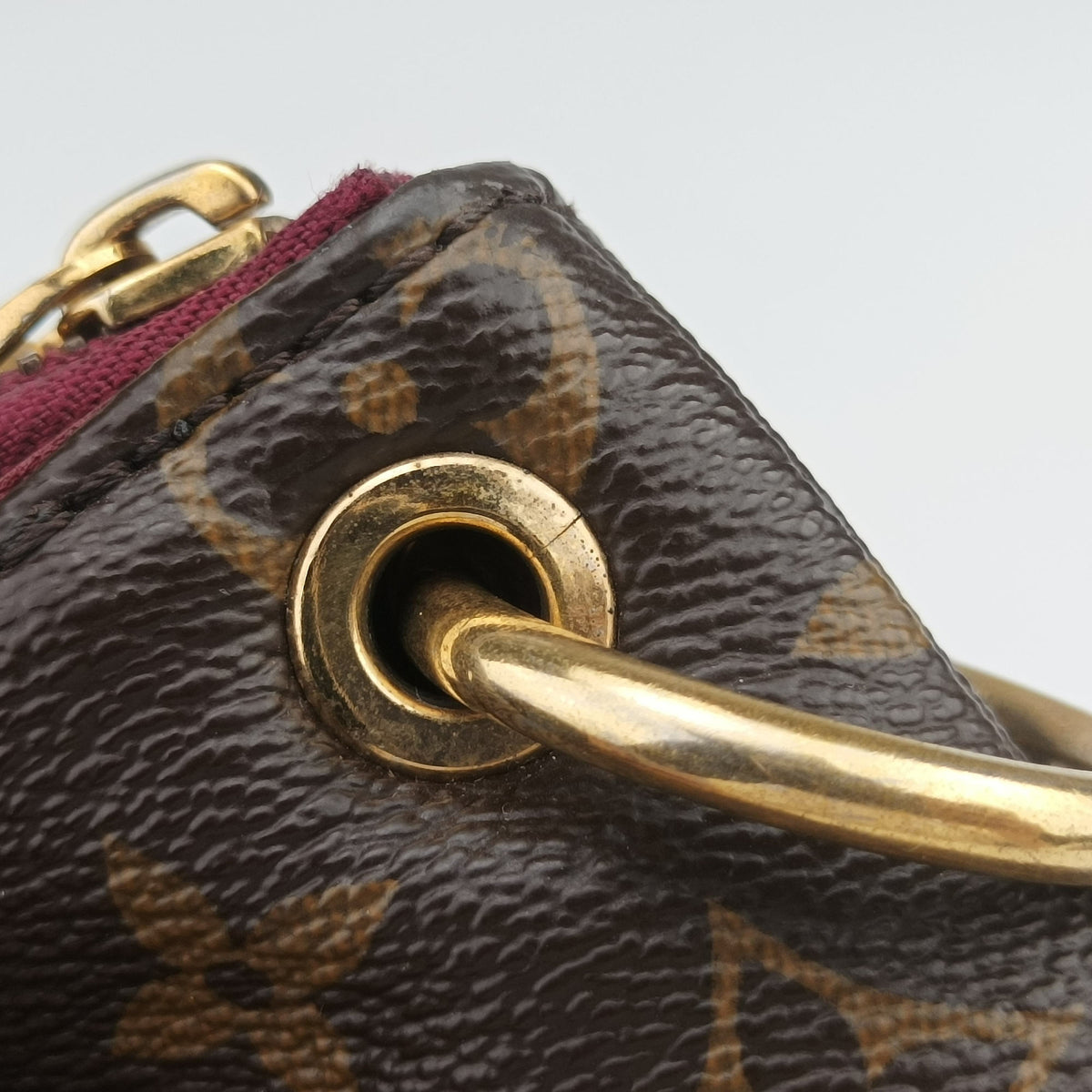 Secondhand Louis Vuitton PALLAS brown×Bordeaux Monogram Canvas×calf leather M40906 shoulderbag | stylenewstar