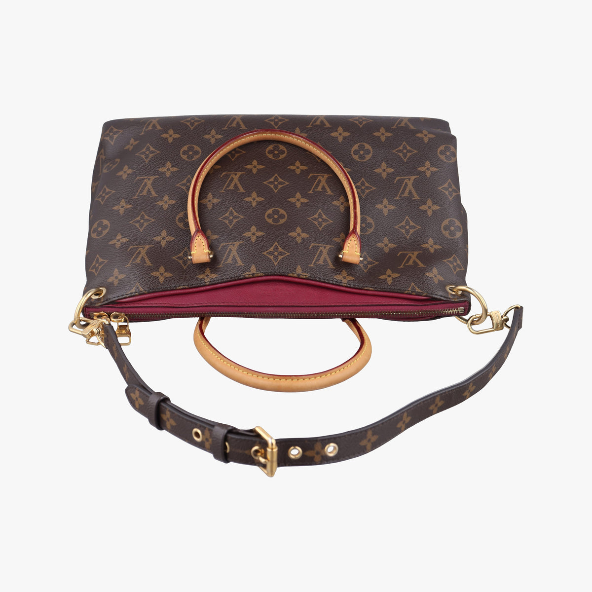 Secondhand Louis Vuitton PALLAS brown×Bordeaux Monogram Canvas×calf leather M40906 shoulderbag | stylenewstar