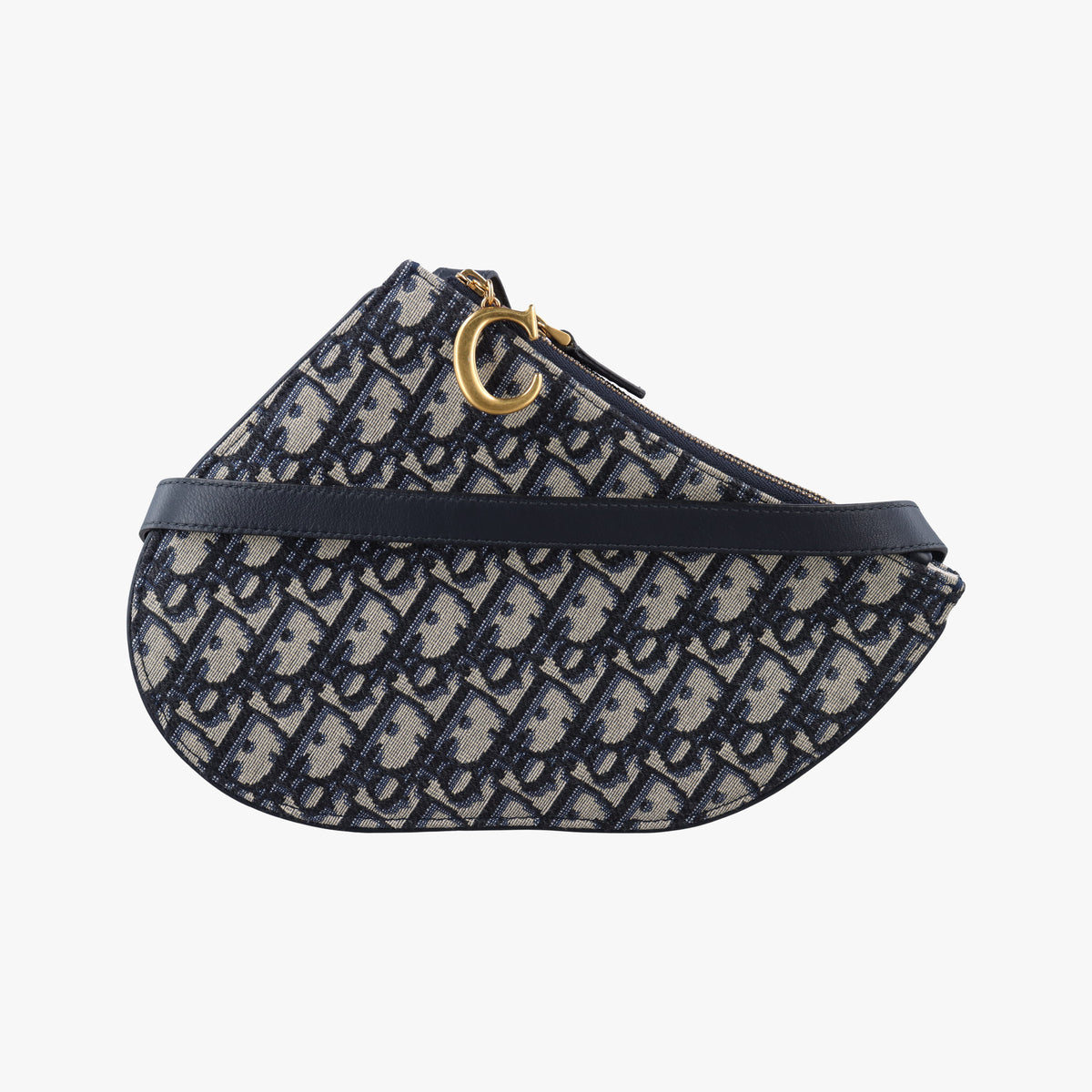 Pre-owned Christian Dior Saddle Navy Jacquard×Leather  shoulderbag | stylenewstar