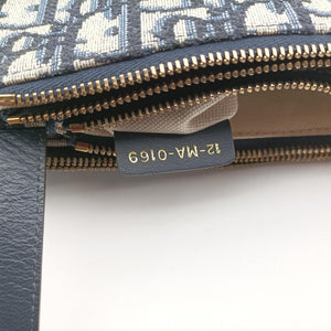 Pre-owned Christian Dior Saddle Navy Jacquard×Leather  shoulderbag | stylenewstar