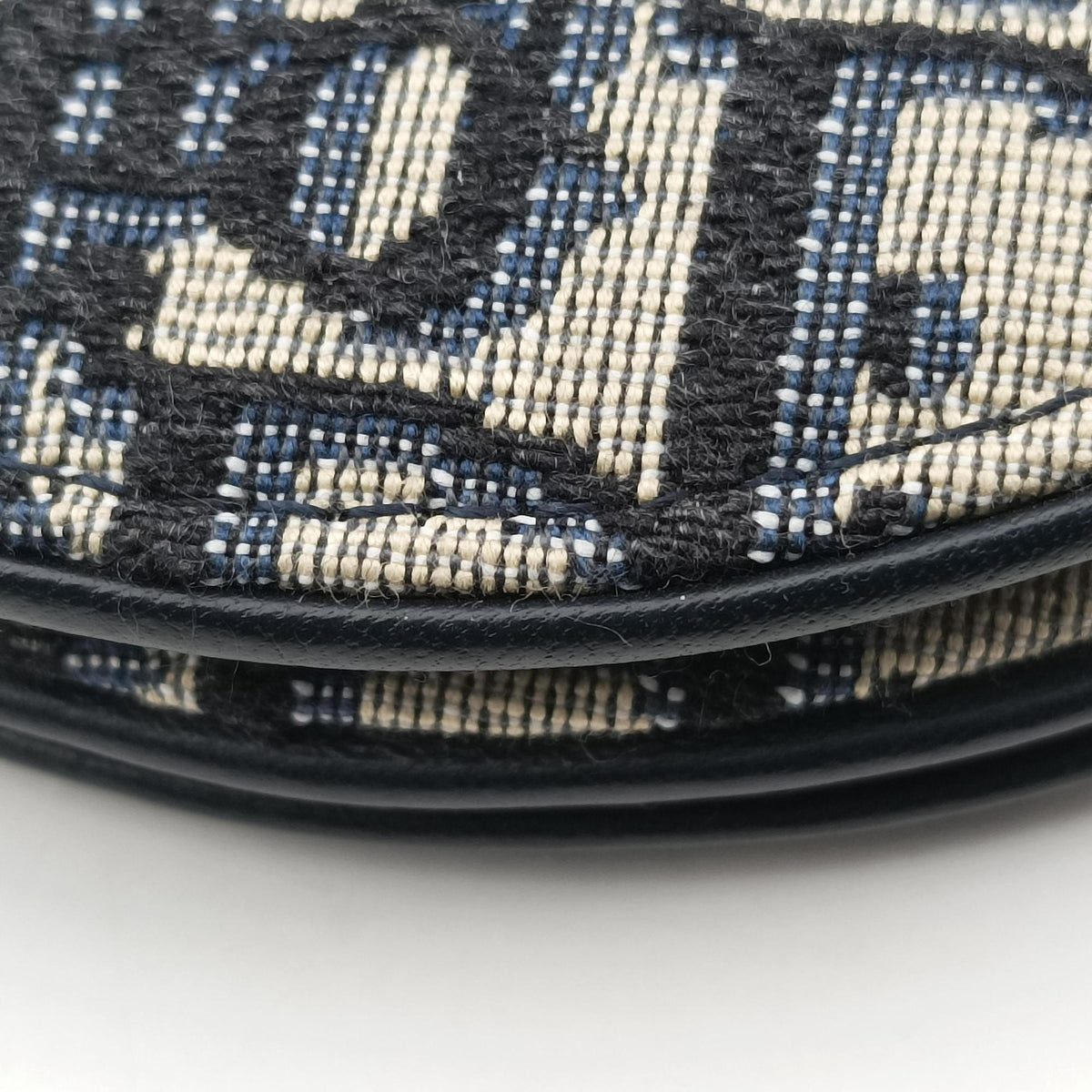 Pre-owned Christian Dior Saddle Navy Jacquard×Leather  shoulderbag | stylenewstar