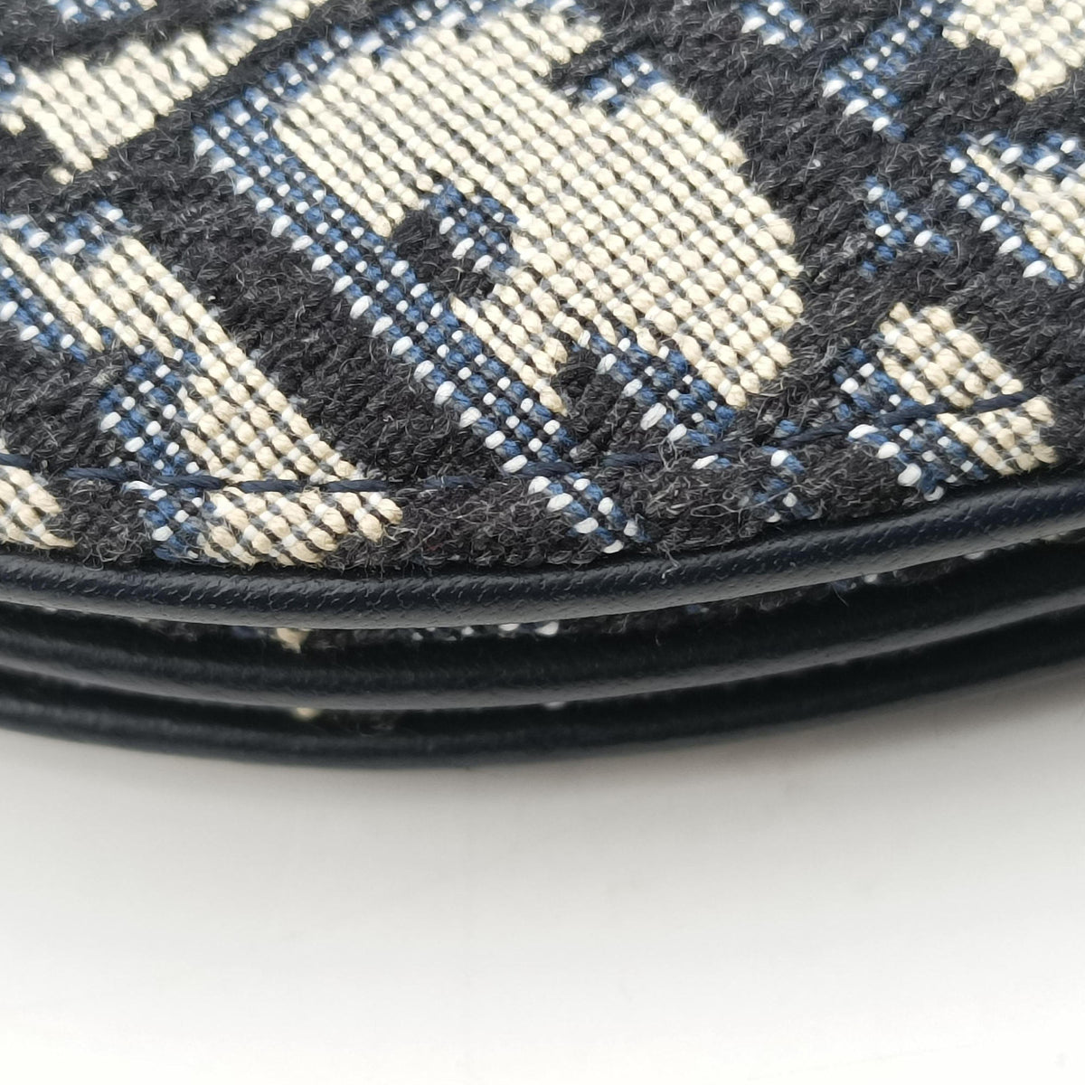 Pre-owned Christian Dior Saddle Navy Jacquard×Leather  shoulderbag | stylenewstar