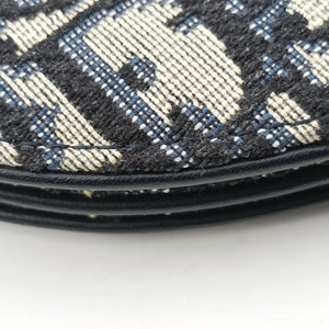 Pre-owned Christian Dior Saddle Navy Jacquard×Leather  shoulderbag | stylenewstar