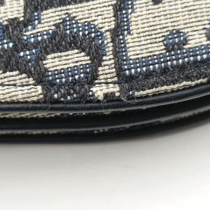 Pre-owned Christian Dior Saddle Navy Jacquard×Leather  shoulderbag | stylenewstar