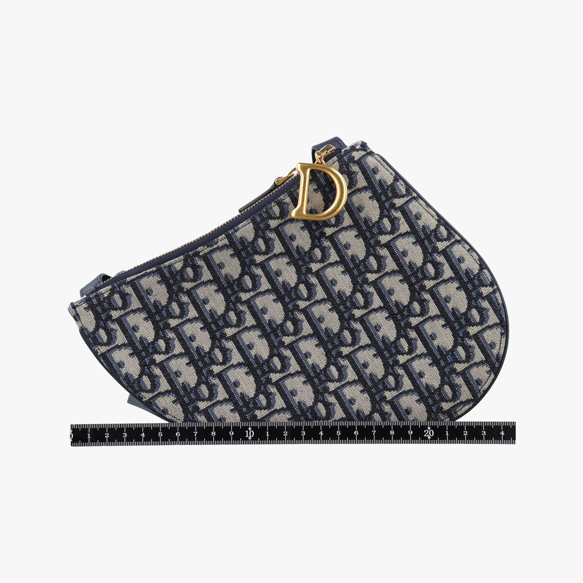 Pre-owned Christian Dior Saddle Navy Jacquard×Leather  shoulderbag | stylenewstar