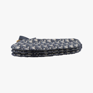 Pre-owned Christian Dior Saddle Navy Jacquard×Leather  shoulderbag | stylenewstar
