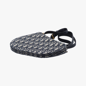 Pre-owned Christian Dior Saddle Navy Jacquard×Leather  shoulderbag | stylenewstar