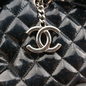 Vintage Chanel Mademoiselle Bowling Black Patent leather A50558 shoulderbag | stylenewstar