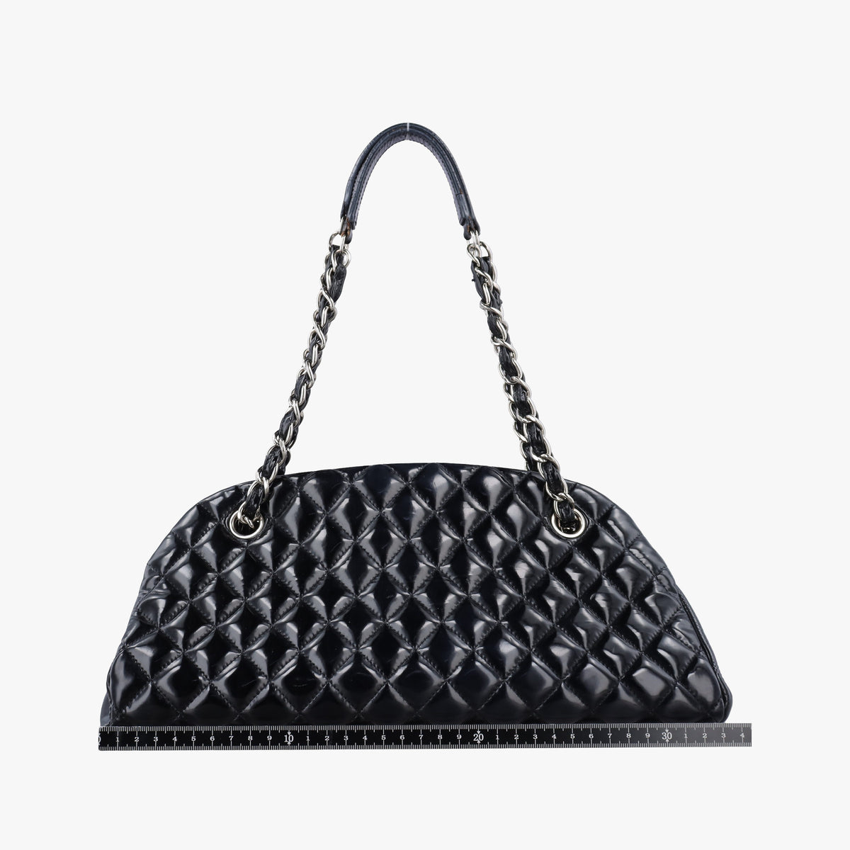 Vintage Chanel Mademoiselle Bowling Black Patent leather A50558 shoulderbag | stylenewstar