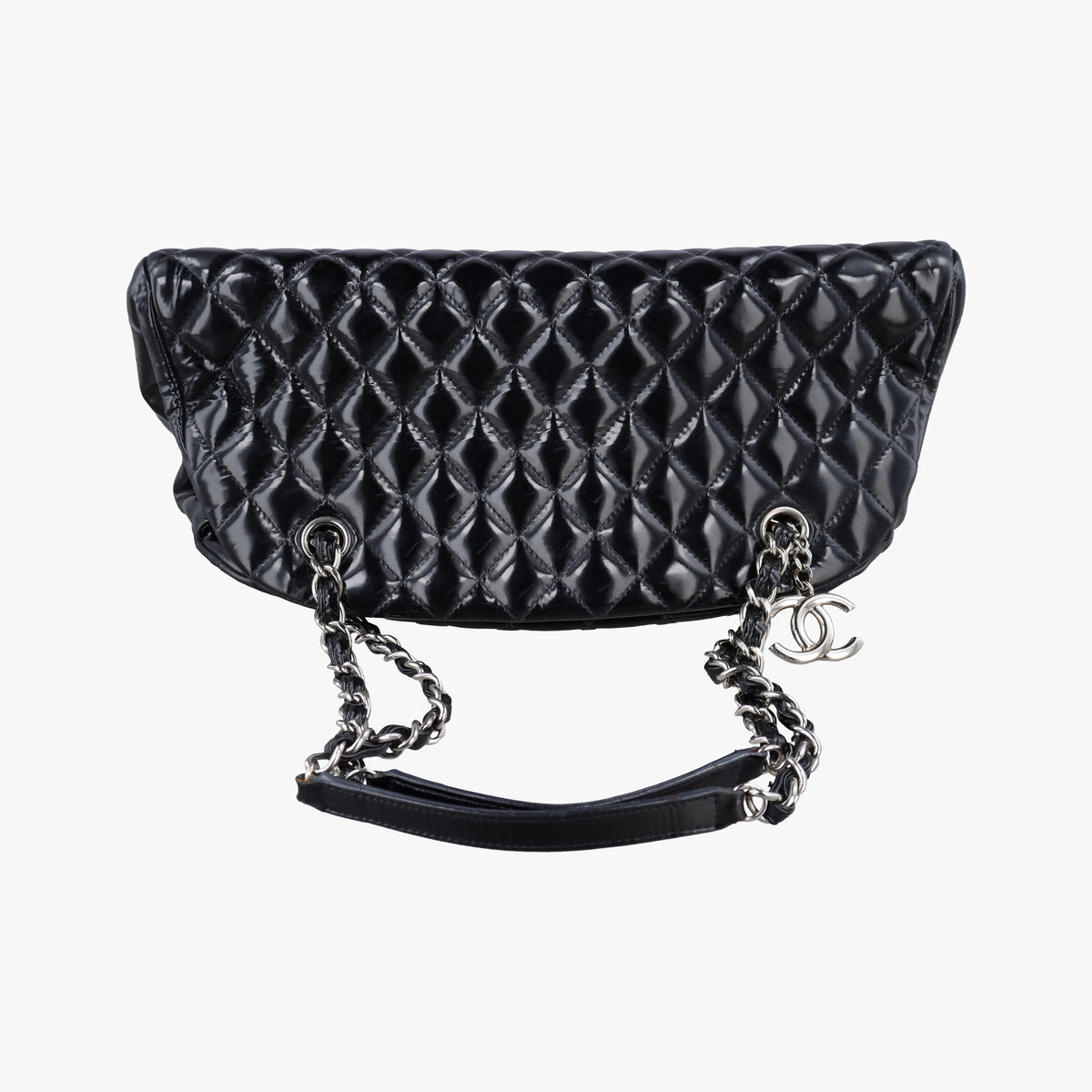 Vintage Chanel Mademoiselle Bowling Black Patent leather A50558 shoulderbag | stylenewstar