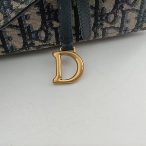 Pre-owned Christian Dior Saddle Navy Jacquard x Leather  bum bag/waist bag | stylenewstar