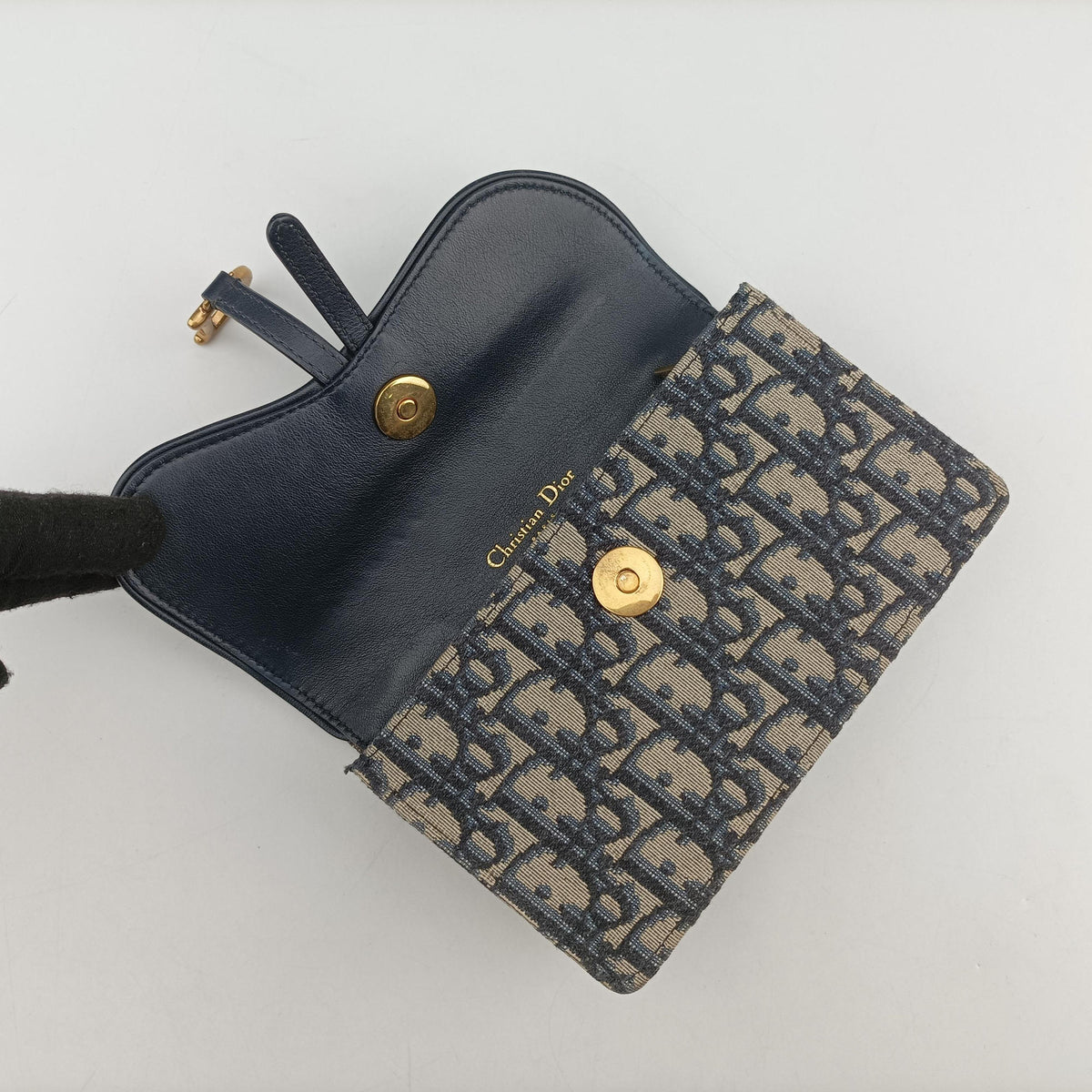 Pre-owned Christian Dior Saddle Navy Jacquard x Leather  bum bag/waist bag | stylenewstar