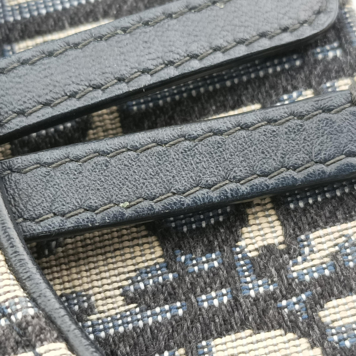 Pre-owned Christian Dior Saddle Navy Jacquard x Leather  bum bag/waist bag | stylenewstar