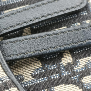Pre-owned Christian Dior Saddle Navy Jacquard x Leather  bum bag/waist bag | stylenewstar
