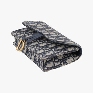 Pre-owned Christian Dior Saddle Navy Jacquard x Leather  bum bag/waist bag | stylenewstar