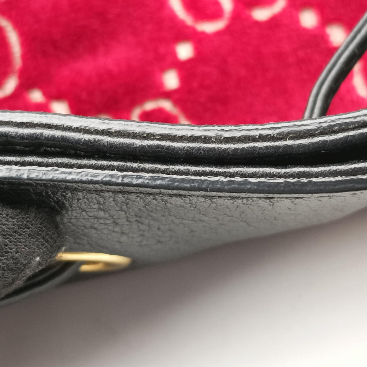 Pre-owned Gucci GG Velvet Web Red Velour×leather 574960 shoulderbag | stylenewstar