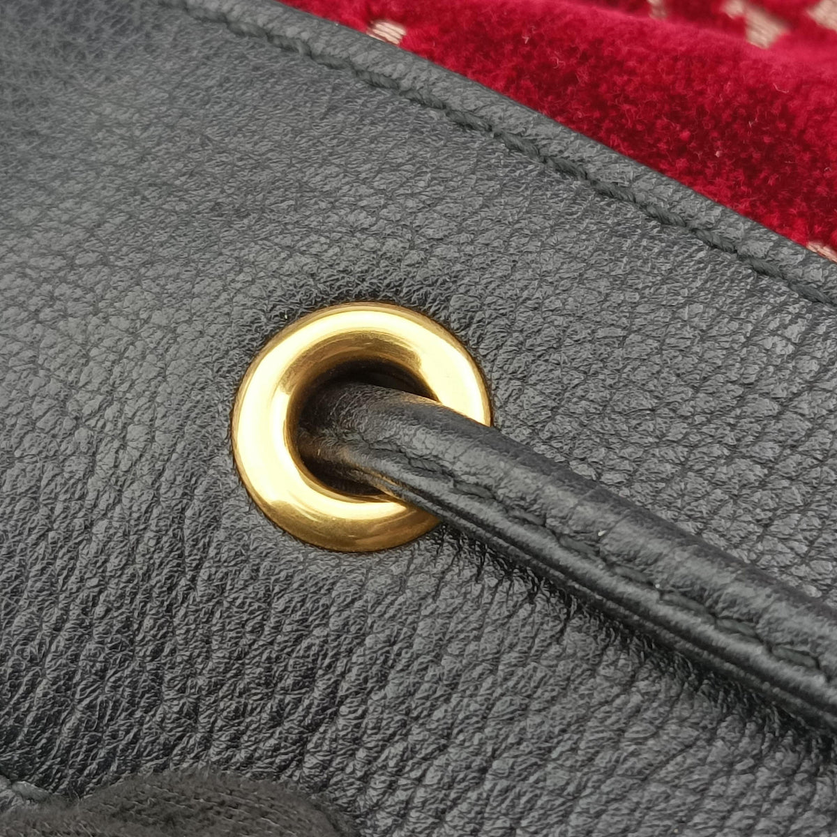 Pre-owned Gucci GG Velvet Web Red Velour×leather 574960 shoulderbag | stylenewstar