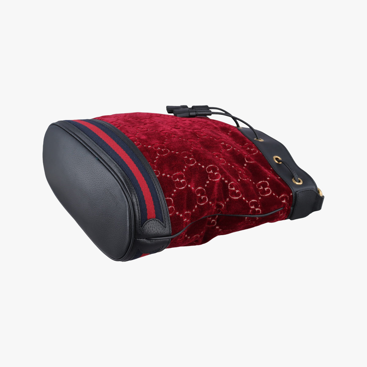 Pre-owned Gucci GG Velvet Web Red Velour×leather 574960 shoulderbag | stylenewstar