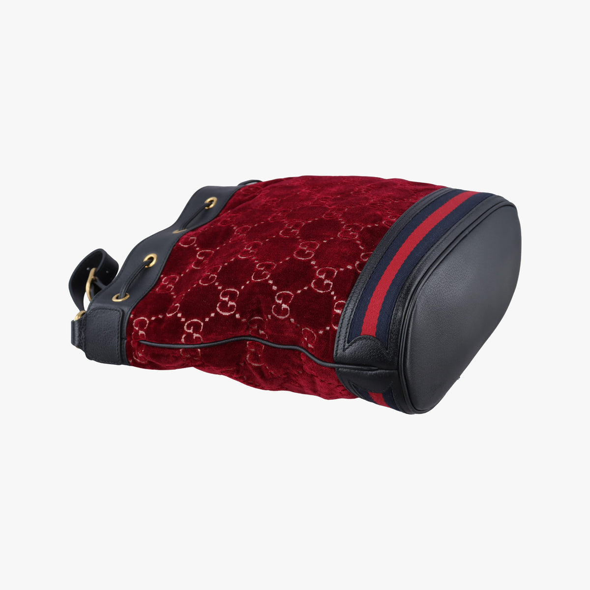 Pre-owned Gucci GG Velvet Web Red Velour×leather 574960 shoulderbag | stylenewstar